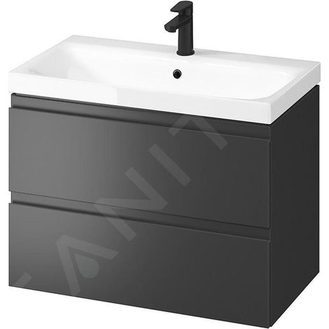 Cersanit Moduo - Meuble avec lavabo, 57x80x45 cm, 2 tiroirs, anthracite S801-487-DSM (1/2)
