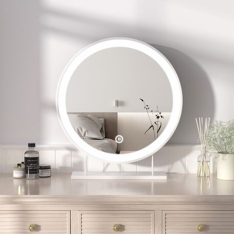 Heilmetz Schminkspiegel Beleuchtung Rund Spiegel mit Beleuchtung mit Touchschalter und 3 Lichtfarbe Φ40cm Weiß (1/5)