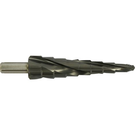 Tivoly • Foret conique étagé HSS XL -Revêtu TiAlN -Shock serie -Hélicoïdal -TSP -Queue 3 méplats (Boite brochable) / ØMin/Max : 4/30