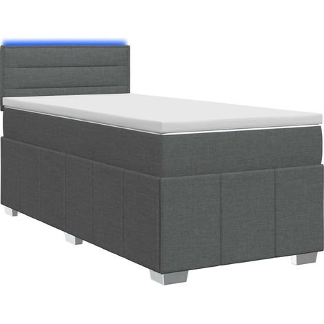 Letto con Box Spring, Materasso e LED Grigio Scuro 90 x 190 cm vidaXL (1/5)