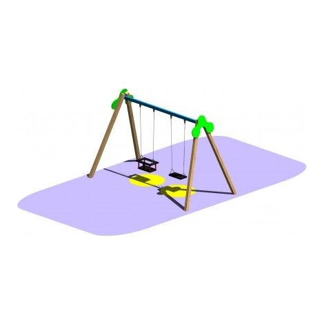 Altalena A Due Posti Gioco Per Parchi Con Un Seggiolino Piano ed Un Seggiloino A Culla Per I Bambini Pi Piccoli (1/2)
