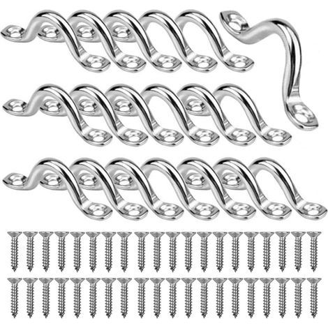 BRAVIX 20 Pièces Boucles de Pont pour Kayaks Plaque Oeillet 4mm Pontet INOX Marine en Acier Inoxydable Forme à Bosse Boucle Fixe avec 40 Pièces Vis pour Kayak Canoe Rigging (1/5)