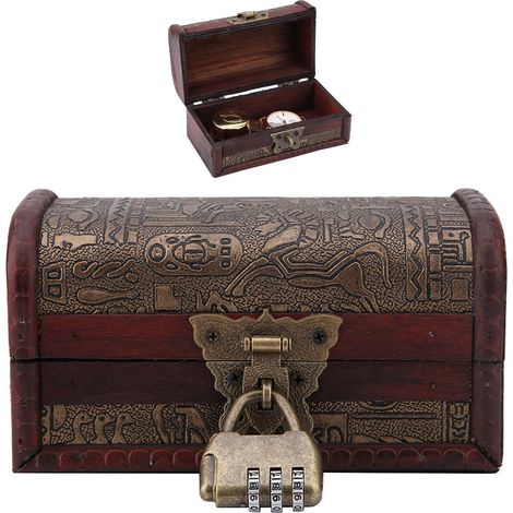 Boîte à bijoux en bois rustique, coffret de rangement vintage pour décoration intérieur chic (1/5)