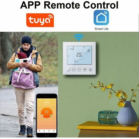 Thermostat Connecté WiFi Chauffage au Sol Electrique 16A Alexa Google Assistant Compatible avec Sonde, Programmable Thermostat d'ambiance Plancher Chauffant Electrique 220V (1/4)