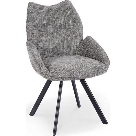 Chaise pivotante avec accoudoirs en tissu gris TALIA (1/5)