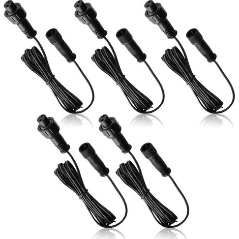 Verlängerungskabel, 5er-Pack, für LED-Einbaustrahler, IP67 wasserdicht, 1 m / 3,3 ft, 2-polig, mit Stecker und Buchse (1/3)