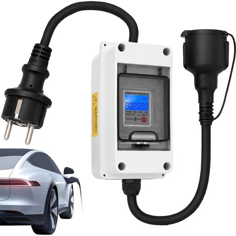 Compteur de courant numérique pour prise de courant 16 A 230 V – Compteur de consommation d'énergie mobile avec fonction de mémoire de coupure de courant, étanche IP67, pour camping-car, voiture (1/5)