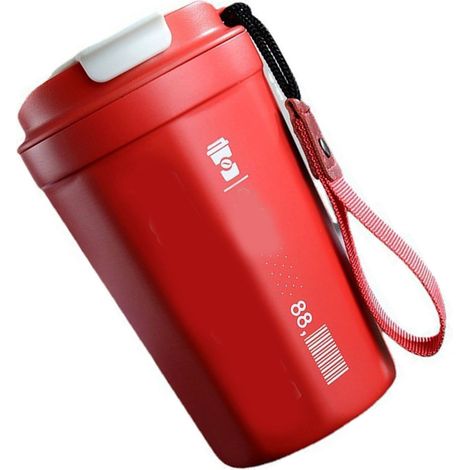 Mug isotherme 390 ml, rouge, en acier inoxydable, idéal pour le camping, la maison, l'école, le bureau et les activités de plein air. Maintient les boissons chaudes et froides.