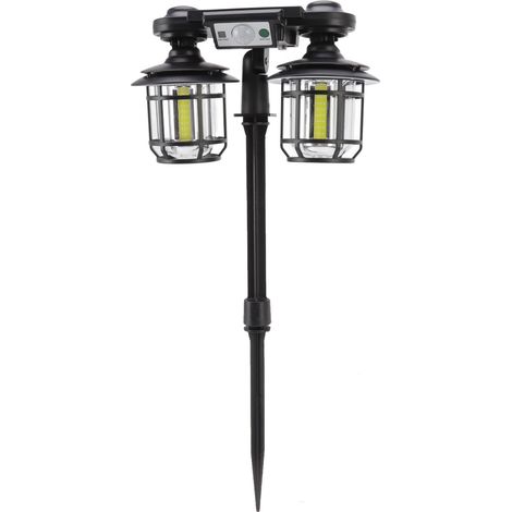 Lampe solaire d'extérieur 192 COB avec détecteur de mouvement, 3 modes, étanche, 2 têtes, applique murale solaire avec télécommande pour jardin ou porche (1/5)