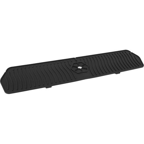 Paillasson de robinet en silicone 61 cm noir, pare-gouttes pour poignée de robinet, support d'éponge pour évier de cuisine, grand format