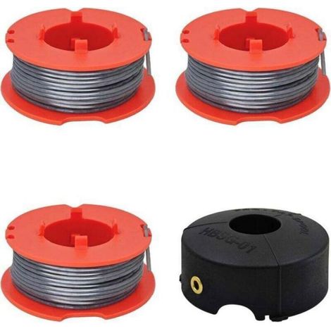 Bobine De Fil De Remplacement En Nylon Pour Coupe-Bordure Électrique Standard 3 Pièces + 1 Capuchon (1/4)