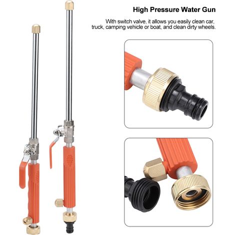Hochdrucklanze G3/4 DN20 mit Umschaltventil für Autowäsche, Garten- und Haushaltsreinigung, aus Aluminiumlegierung und Kupfer – Orange (1/5)