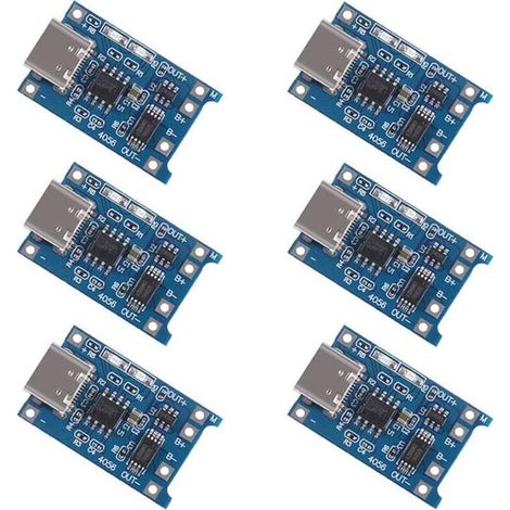 6 pièces Type-C USB-C 5V 1A 18650 Chargeur de Batterie au Lithium Carte de Charge avec Double Fonction de Protection
