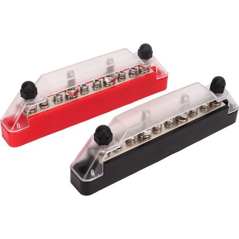 1 paire de barres omnibus 48 V 150 A à 10 bornes avec bornier de distribution d'alimentation à 20 bornes pour voiture et camping-car, goujons M6x4 / vis M4x6 (1/5)