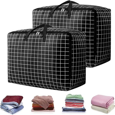 Lot de 2 sacs de rangement pour vêtements de 75 L,sacs de rangement de grande capacité,sacs de rangement pour oreillers, couettes,couvertures,pliables (1/5)