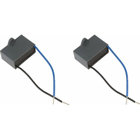 Condensador CBB61 de 2 µF y 450 V – Longitud del cable: 100 mm – Para el arranque de motores eléctricos, compresores y bombas de agua – Accesorio para motores eléctricos (1/3)