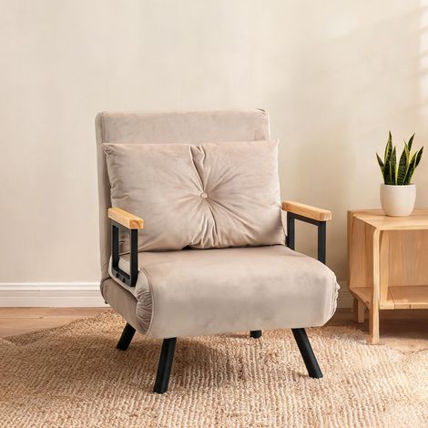 Fauteuil relax beige en polyester 63 x 73 x 81 cm (1/5)