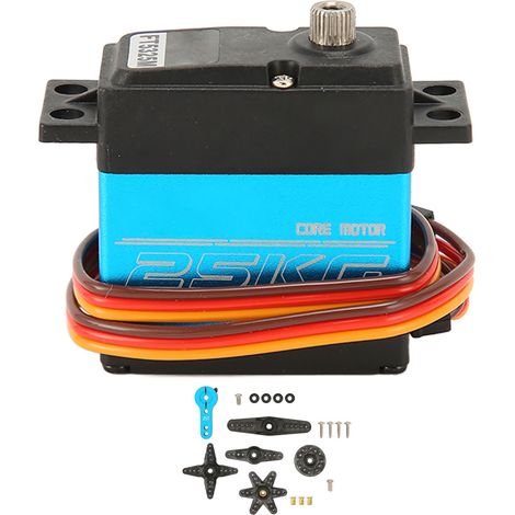 Moteur servo numérique FT5325M 25KG, engrenage entièrement métallique étanche, engrenage en acier inoxydable à couple élevé, servomoteur sans noyau, avec bras servo 25T, pour robot DIY, angle de voitu (1/5)