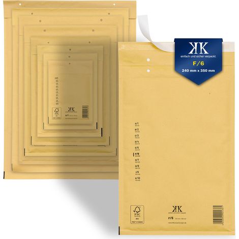 200 Luftpolster-Versandtaschen F6 F/6 240x350mm (Außenmaß) DIN A4+ Braun (1/5)