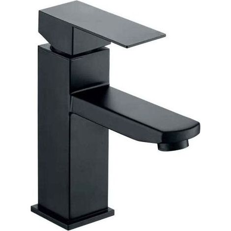 Mitigeur lavabo noir acier inoxidable levier unique eau chaude et froide avec tuyaux inclus robinet lavabo noir mitigeur salle de bain noir (1/4)