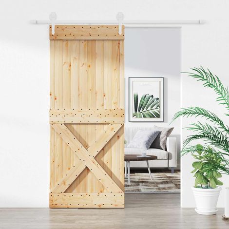 vidaXL Porta scorrevole Naturale e Bianco 100 x 210 cm