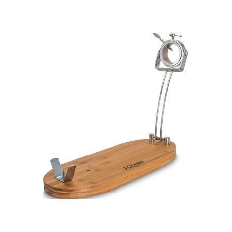 jamonero soporte plegable y giratorio inox base madera 01733