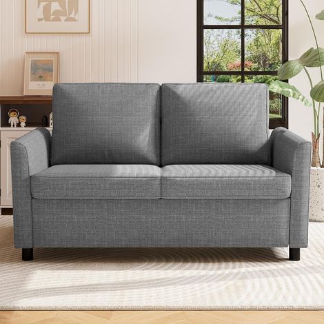 YODOLLA 2 Seater Sofa with Removable Sofa Covers, Modern Double Seat Sofa Loveseat Couch for Livingroom, Grey, 136cm
