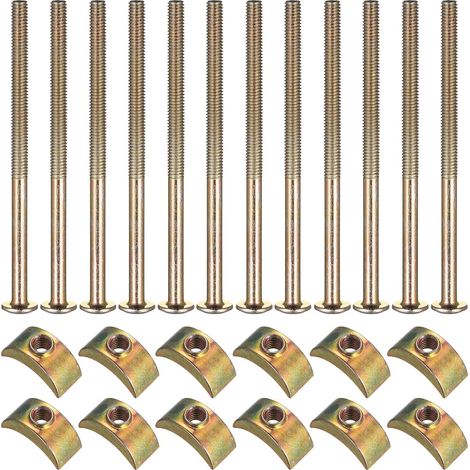 Lot de 12 boulons de connexion M6 pour meubles avec rondelles demi-lune Luna, écrous et écrous pour lits superposés, lits superposés, berceaux, vis et boulons de fixation (M6 x 100 mm) (1/5)