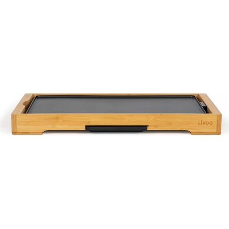 Plancha grill bambou 1800W – Surface de cuisson antiadhésive – Thermostat réglable – Châssis en bambou naturel – Livoo (1/9)