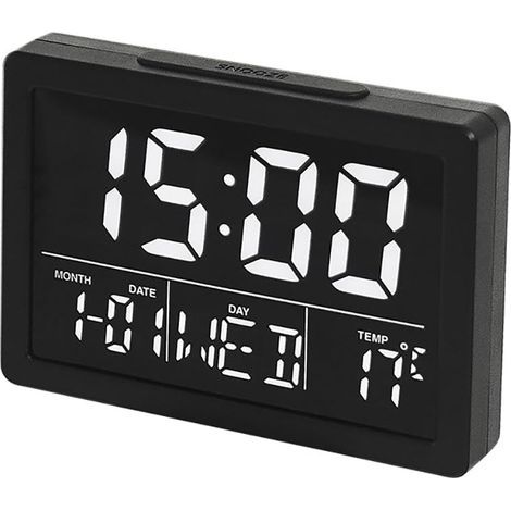 Digital Alarm Clock, éCran LCD Time Date Semaine Affichage De La Température 12/24H Fonction Snooze Luminosité Réglable 8 Sonneries pour Bureau à Domicile (Blanc)