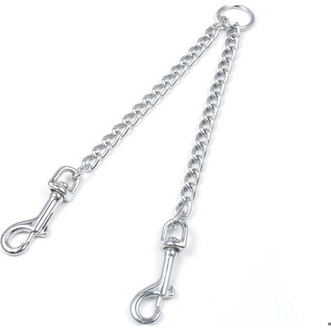 Laisse double pour chiens - QIEDOVIEY - 4.0MM - 70CM - Métal - Multi-positions (1/5)