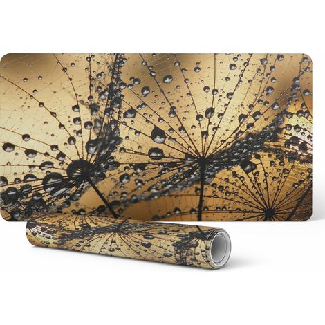 Alfombrilla decorativa de escritorio con dise帽o de gotas sobre una telara帽a, 100x50 cm.