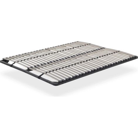 ORTHO Sommier à lattes en acier avec bande stabilisatrice Noir 180x200 cm sans pieds