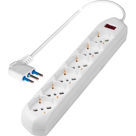 presa multipla pluristandard poly pool con 6 prese colore bianco (1/4)