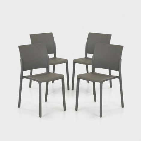 Set 4 sedie cucina impilabili in polipropilene design leggero Aurora - Grigio Scuro (1/5)