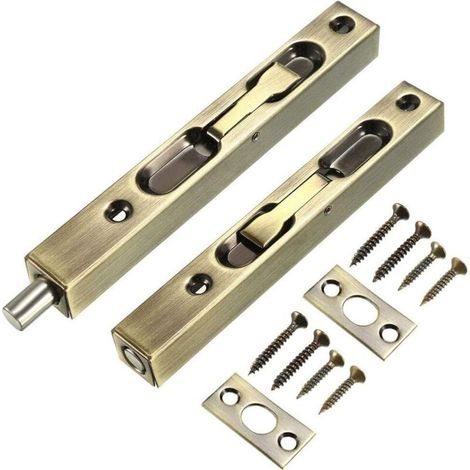 Verrous encastrés - 15 cm, adaptés aux portes-fenêtres, portes composites, portes en bois, etc. - Lot de 2, bronze (1/5)