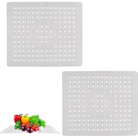 Lot de 2 tapis en caoutchouc - 31,4 x 26 cm - Protection anti-éclaboussures - Tapis d'évier pour évier (1/5)