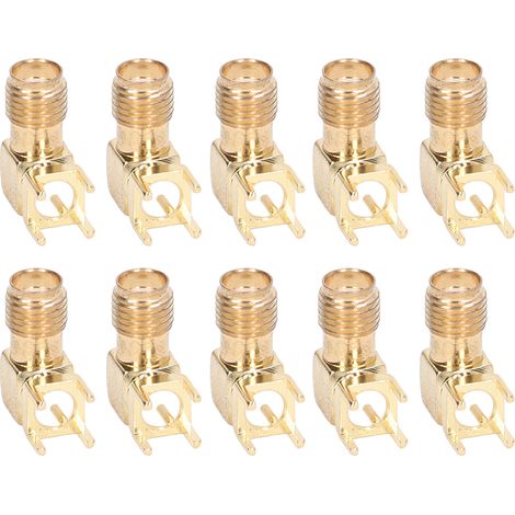 Lot de 10 adaptateurs coaxiaux SMAKWE, connecteurs RF 90° à 4 broches pour antenne, montage sur panneau PCB. (1/5)