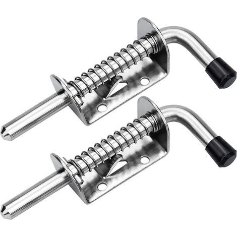 Set of 2 Stainless Steel 304 Spring Latches - Dimensions 10 x 128 mm - Corrosion Resistant for Garage and Garden Doors (1/5)