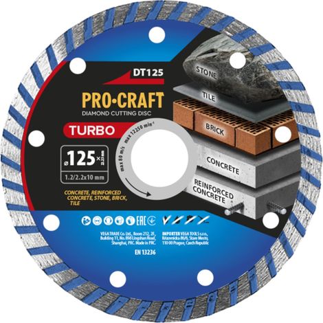 Procraft DT125 Diamanttrennscheibe Turbo 125 x 22,23 mm (1/2)