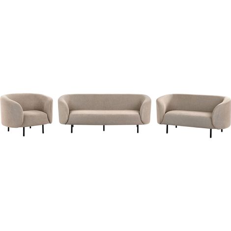 Living Room Set 6 Seater LOEN Fabric Taupe (1/5)