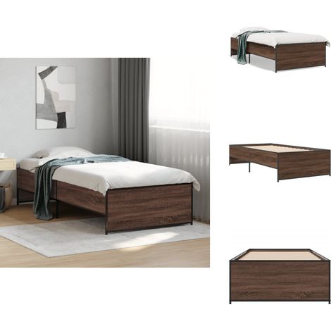 Cadre de lit sans matelas chêne marron 90x190 cm - Cadre De Lit - Lit Double - Lit En Bois - Lit Design - Literie (1/5)