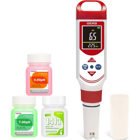 Testeur de pH et de PPM, testeur de conductivité (EC) pour l'hydroponie, avec solutions d'étalonnage. pour la culture, le brassage, les piscines et les aquariums (1/5)