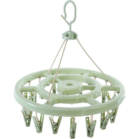 Laundry Hangers with 12/18/24 Clips,Clothespin Rack Foldable Laundry Drying Rack Drip Hanger for Drying Socks,Gloves,2 (1/5)