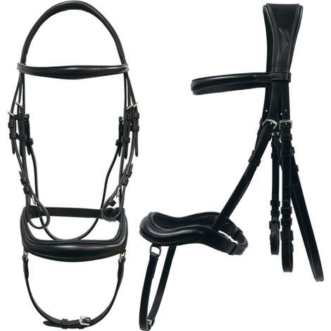Full, Marrone: Bride anglaise, anatomique et façonnée, en cuir italien de première qualité, complète avec fermoir pour embouchure