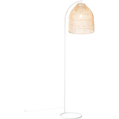 Country Style Floor Lamp White with Rattan - Sam (1/5)