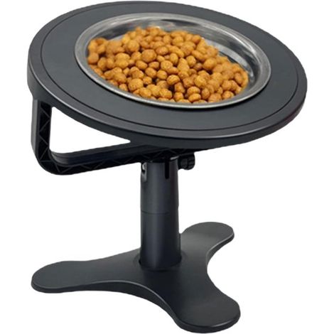 Lettiera rialzata per gatti, ciotola per il cibo, comoda per mangiare, angolo di inclinazione regolabile, 3 impostazioni di altezza, nera (1/5)