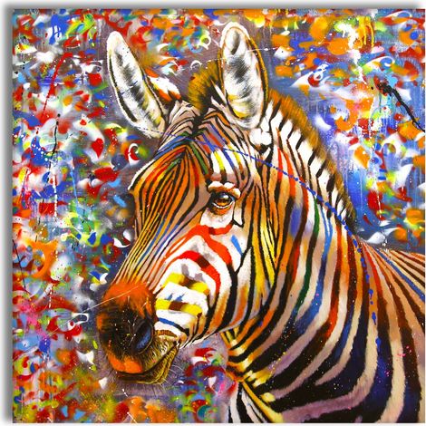 URBAN ZEBRA - Quadro stampato su Canvas e montato su telaio in legno - Misura: 80x80 cm (1/5)