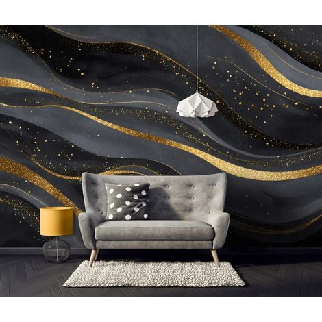 Fototapete Marmor Glamour Gold, für Wohnzimmer und Schlafzimmer, 150 x 105 cm – Komplettset inkl. Kleister & Anleitung (1/5)