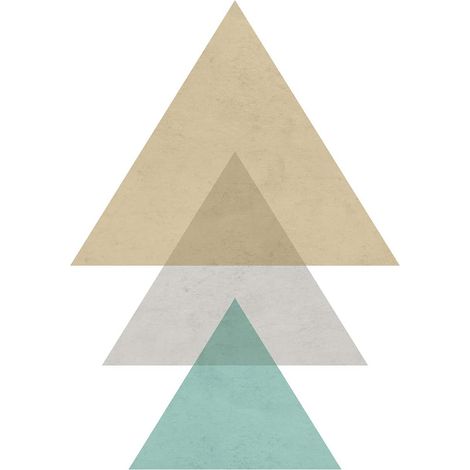 Tableau géométrique triangle turquoise & marron déco salon | Tableau moderne pour chambre adulte | Tableau sur toile scandinave - 0,5 x 0,7 m (1/2)